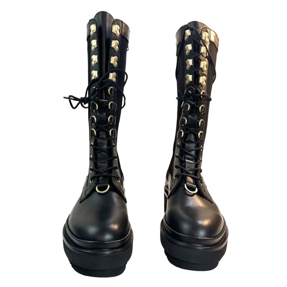 ALLSAINTS Women’s Beth Leather & Canvas Tall Platform Boots Size:6 US/ 36 EU NEW - Picture 5 of 16